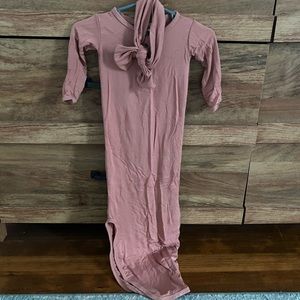 Lou Lou & Company newborn knotted gown with matching headband